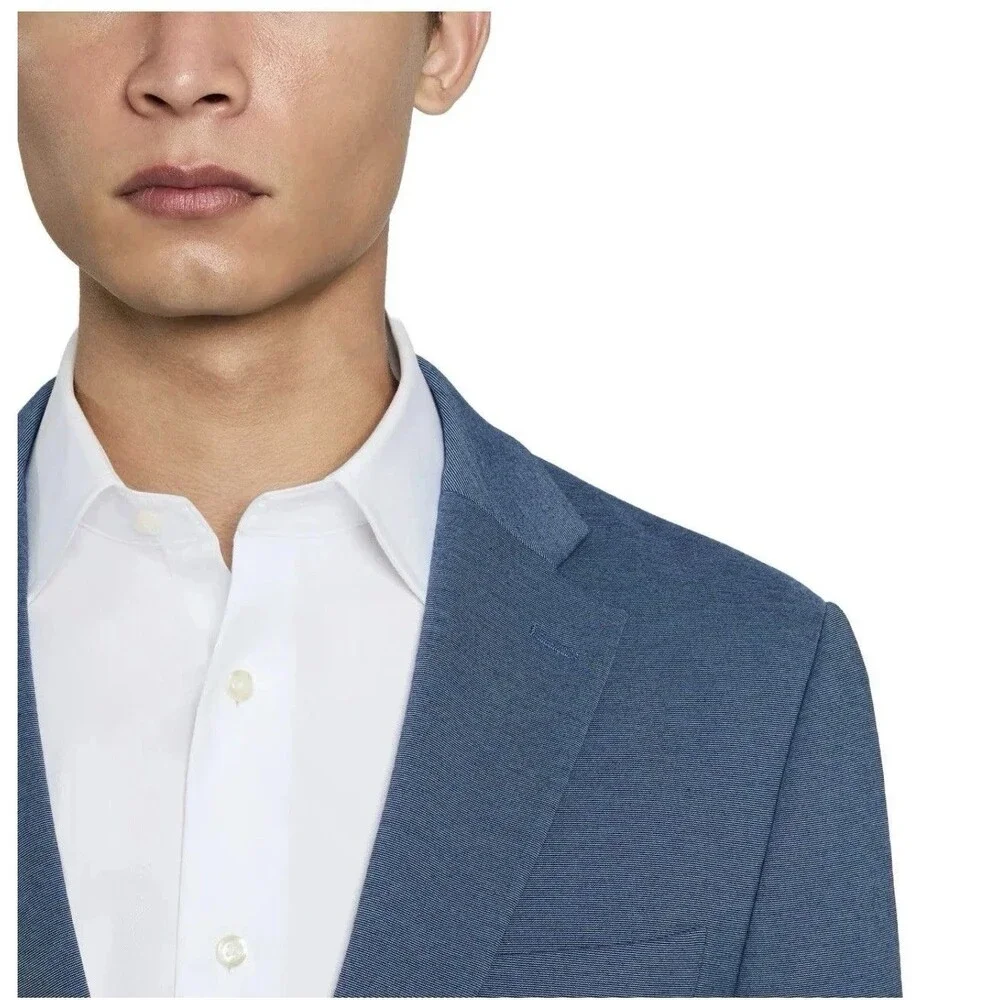 Kenneth Cole Men's New York Knit Blazer Classic Fit Jacket, Blue(Light), Size XL